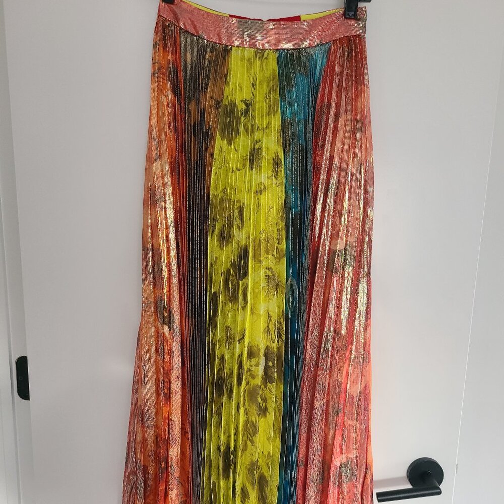 ALICE + OLIVIA Maxi Multicolor Metallic Skirt Size 0
